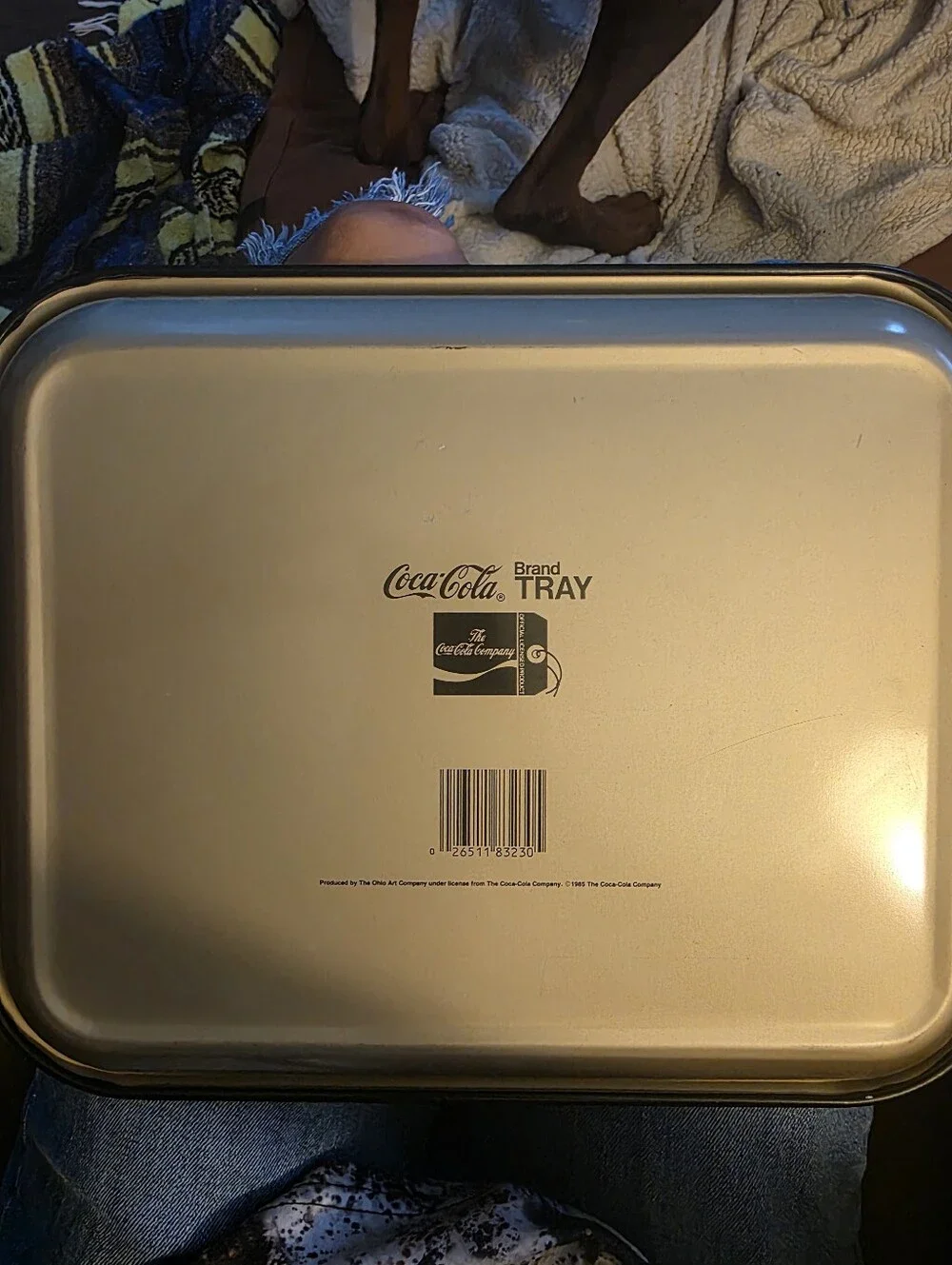Vintage Coca Cola Black and Green 'Out Fishin'' Metal Tray